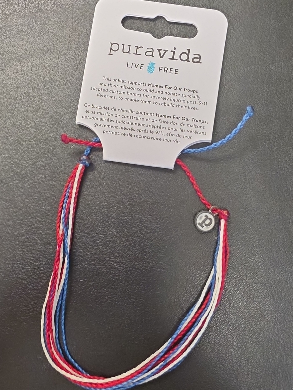Pura Vida Red White Blue, Home For Pur Troops Anklet